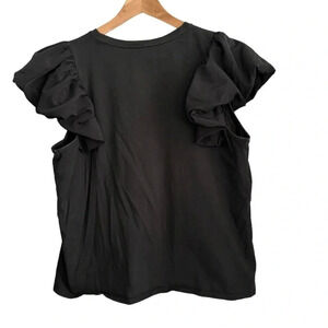 Express Women's Black T Shirt with Puff Sleeves Size Extra Large